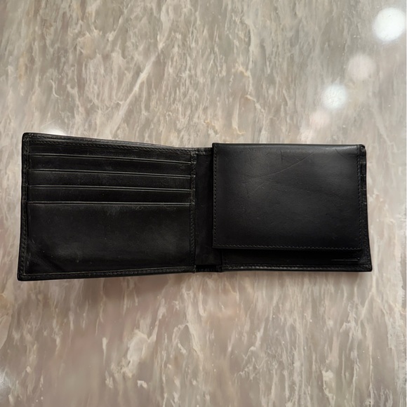 Coach Black Leather and Canvas Men’s Billfold Wallet In Signature Print - Picture 3 of 6